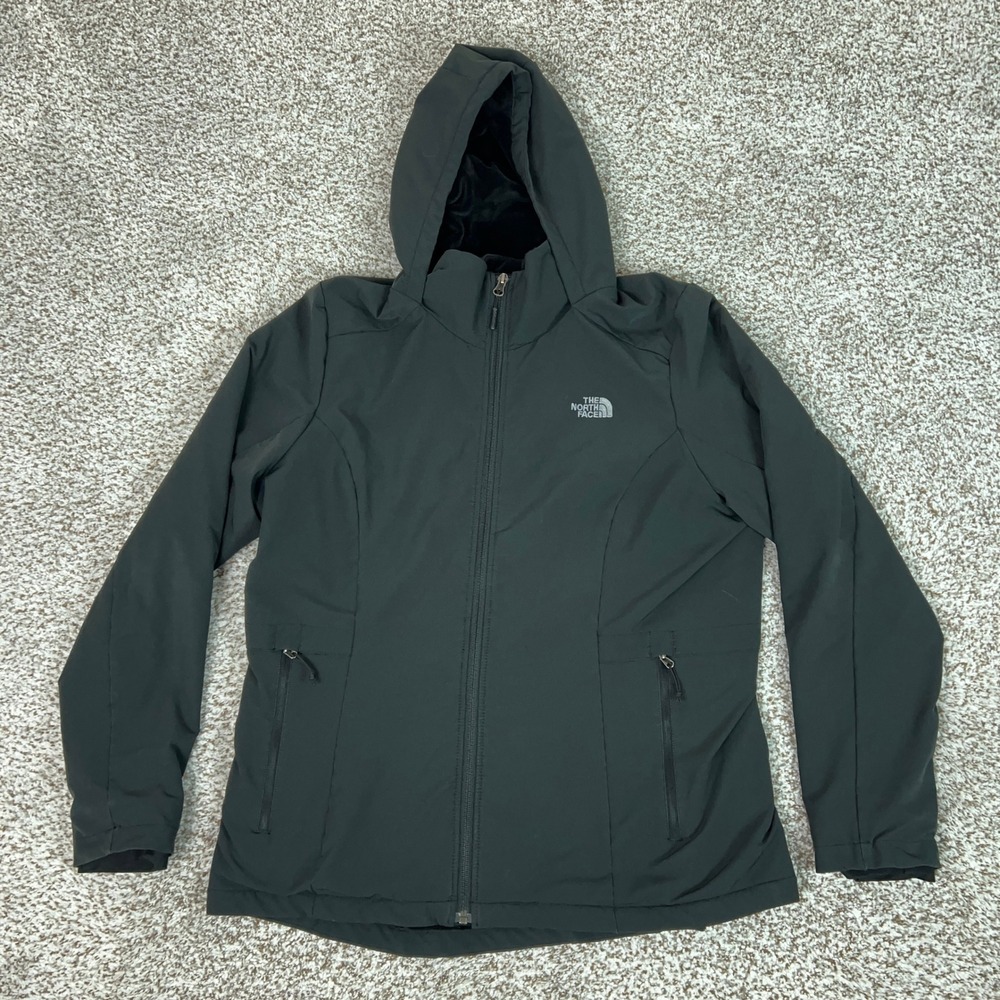 North Face Jacket Womens XL Black WindWall Hooded Softshell Coat Hiking Outdoor
